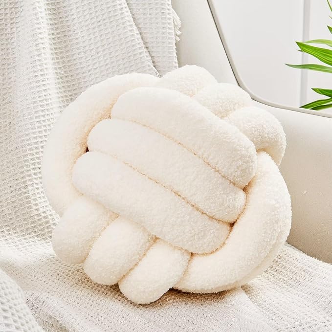 Uvvyui Knot Pillow Ball, Soft Home Decorative Round Throw Pillow, Handmade by Uvvyui