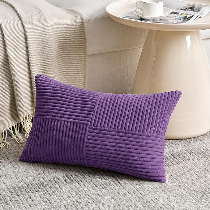 Fancy Homi 2 Packs Purple Lumbar Decorative Throw Pillow Covers 14x22 Inch - Image 2