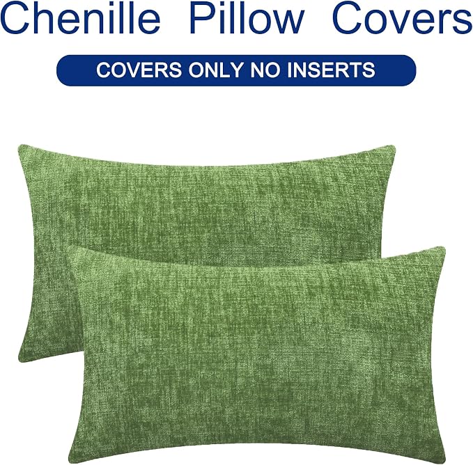 CaliTime Throw Pillow Covers Decorative 12 X 20 Inches Pack of 2 Cozy Chenille - Image 6