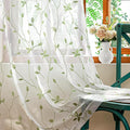 AmHoo 2 Panels Embroidered Leaf Pattern Semi Sheer Curtains Foliage Floral by AmHootextile
