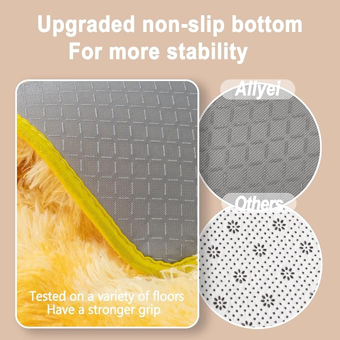 Soft Runner Rugs for Bedroom Hallways, 2x4 Tie-Dyed Yellow Fluffy Shag Throw - Image 2