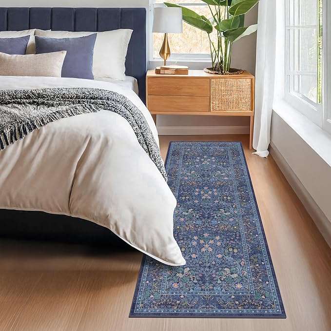 Non Slip Dark Blue 2x5 Runner Rug - Image 6