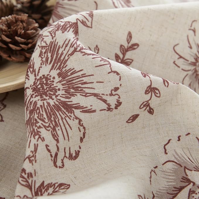 jinchan Linen Blend Curtain Floral Curtains - Image 7