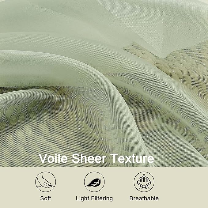 Light Green Valances for Windows, Light Green Sheer Curtains 14 Inch Length 2 - Image 5