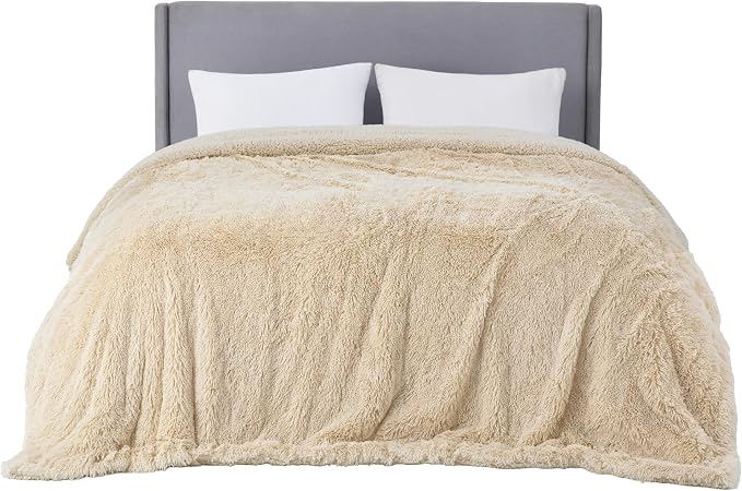 Bedsure GentleSoft Fluffy Beige King Size Blanket - Image 8