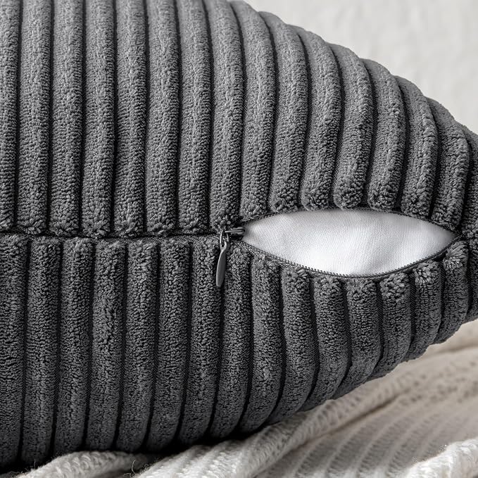MIULEE Grey Decorative Lumbar Throw Pillow Covers 12x20 Inch - Image 3