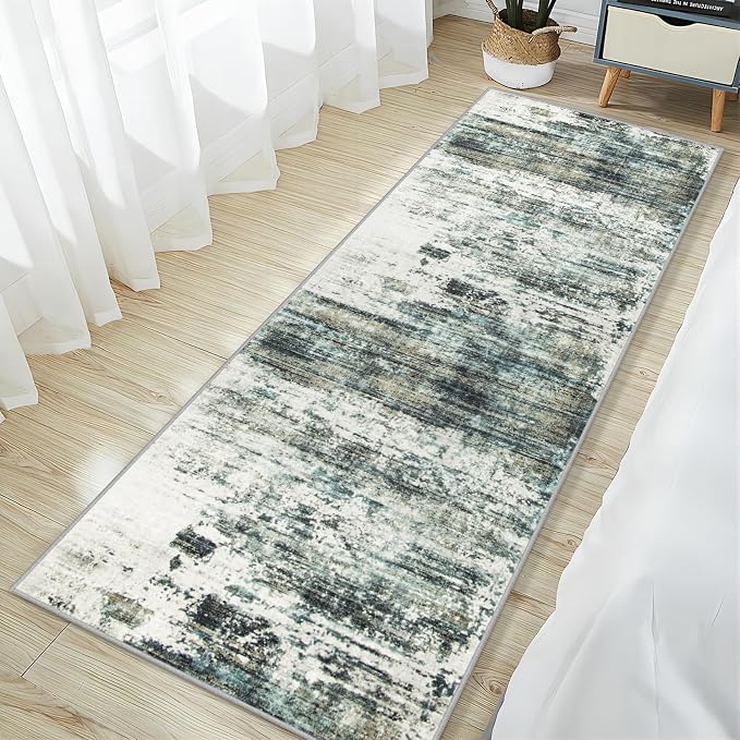 2'6''x8' Runner Rugs Washable Rug: Modern Abstract Hallway Runner Rug Indoor - Image 3