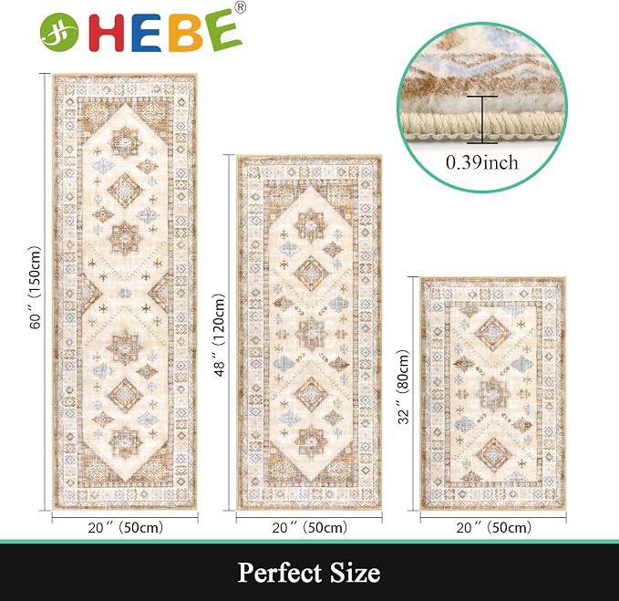 HEBE Boho Kitchen Rug Sets 3 Piece - Image 2
