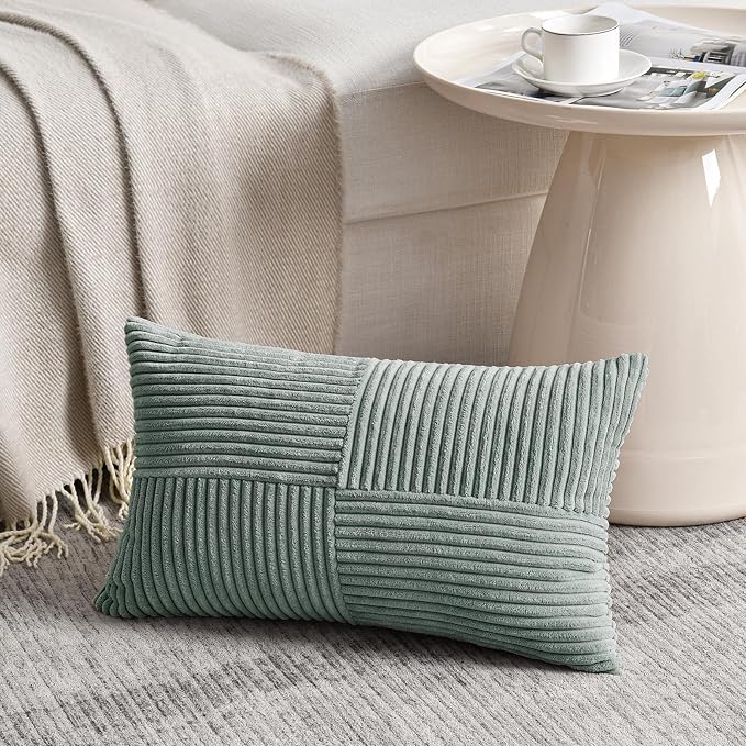 Fancy Homi 2 Packs Grey Blue Lumbar Decorative Throw Pillow Covers 16x26 Inch - Image 2