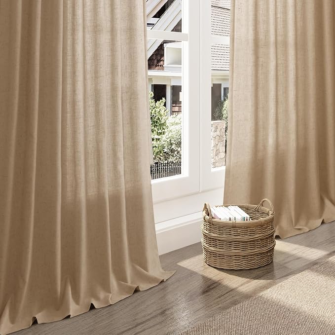 Sand Beige Linen Curtains 132 Inch Length - Image 5