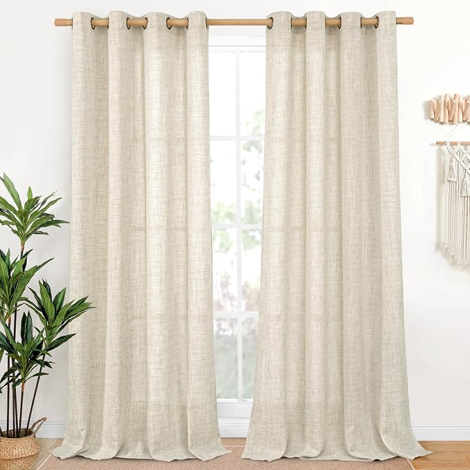 Extra Long Linen Curtains 102 Inch Length by YoungsTex