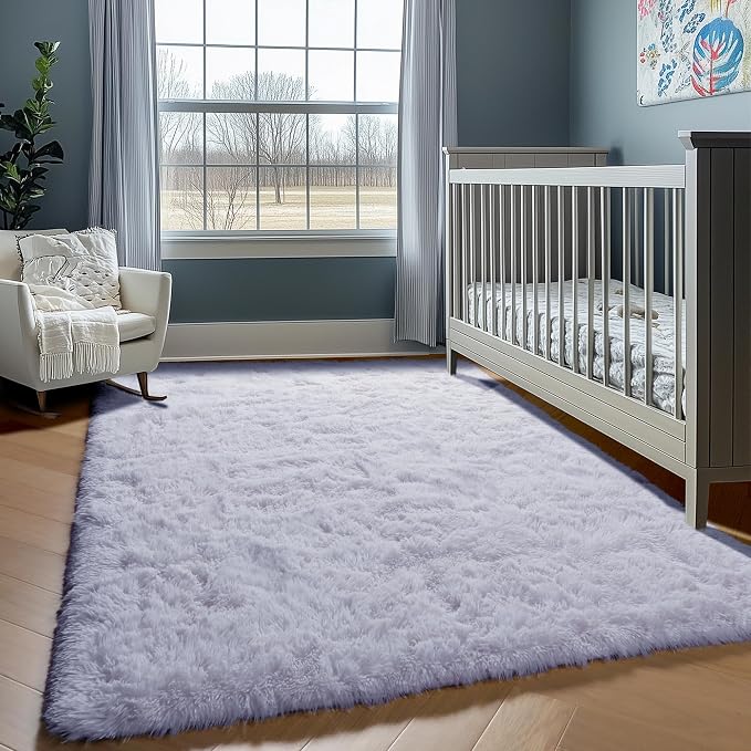 ONASAR White Area Rugs for Bedroom Living Room, Fluffy 4x6 Soft Shag Plush - Image 7