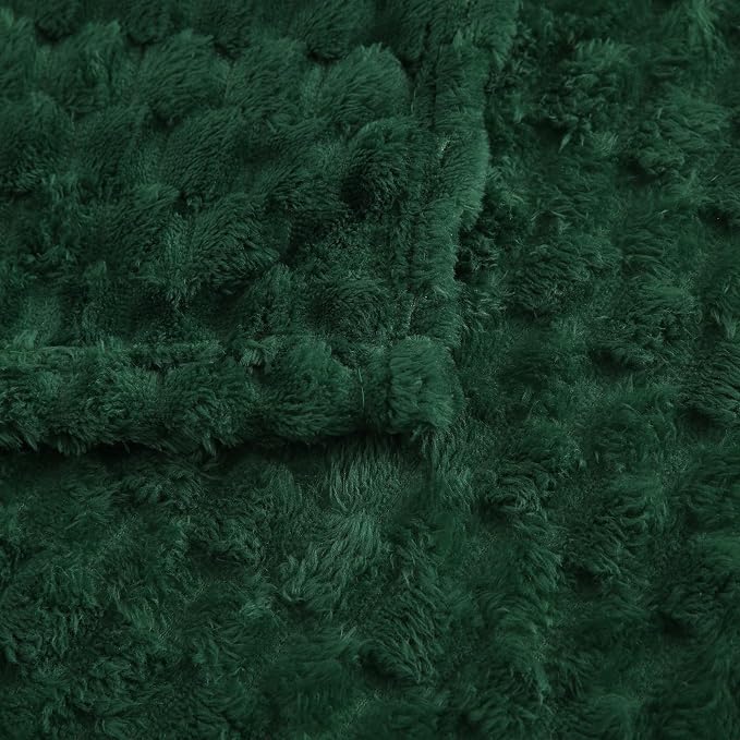 Puncuntex Dark Green Throw Blanket 60"×80" inches Fuzzy 3D Jacquard Decorative - Image 7