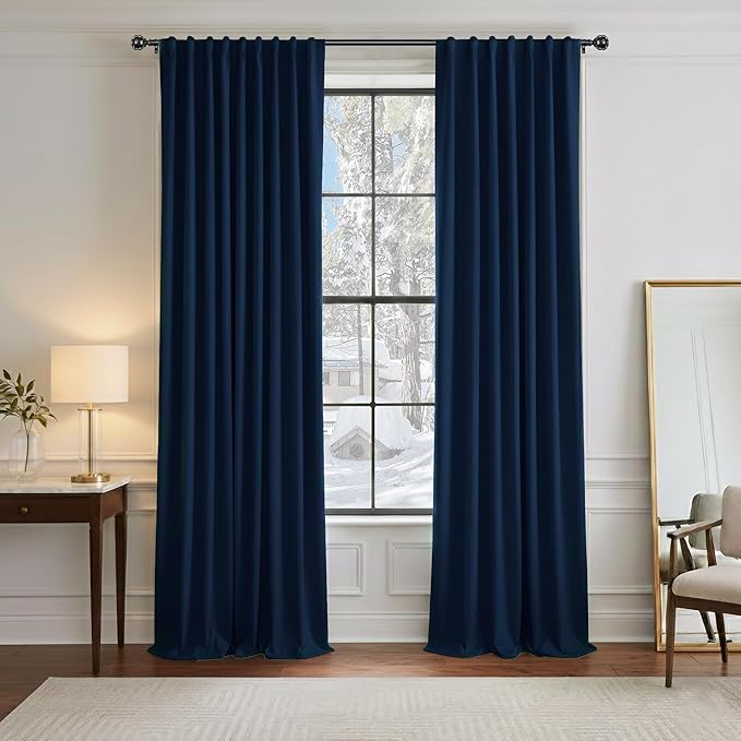PONY DANCE Blue Black Out Curtains 84 inches by PONYDANCE