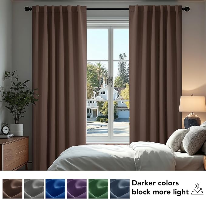 Deconovo Blackout Curtains, Thermal Insulated, W70 x L84 2 Panels, Back Tab - Image 4