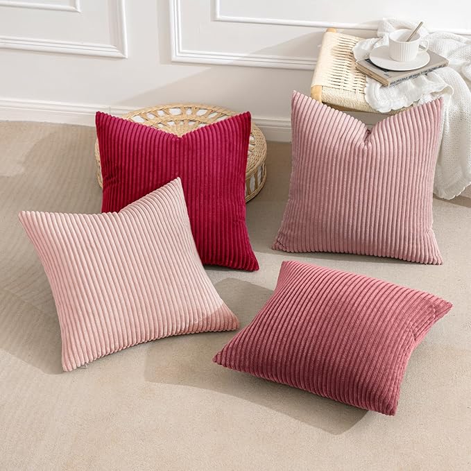 MIULEE Boho Farmhouse Throw Pillow Covers 18x18 Inch Set of 4 Romantic - Image 2