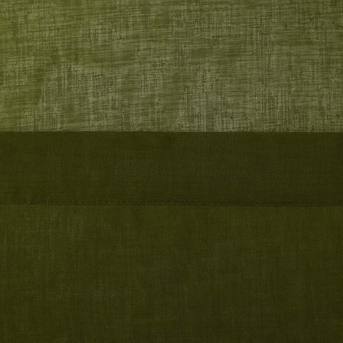 DWCN Olive Green Sheer Curtains Semi Transparent Voile Rod Pocket Curtains - Image 5