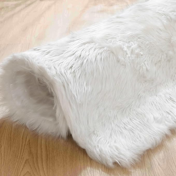 Goolela White Faux Sheepskin Fur Rug 4x6 - Image 8