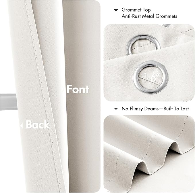 MIULEE Ivory Blackout Curtains for Bedroom Living Room 84 Inches Long 2 Panels - Image 4
