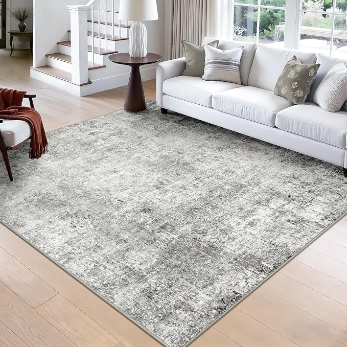 Washable Area Rugs Square 8ft Non-Slip Modern Abstract Soft by RELEANY