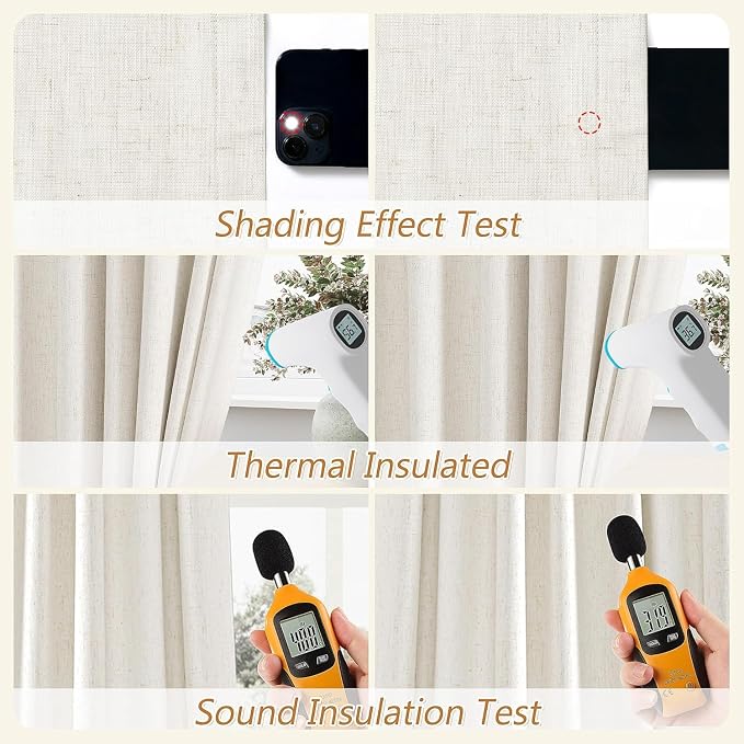 Guken Cream 100% Blackout Curtains 100 Inch Wide by 120 Inch - Image 5