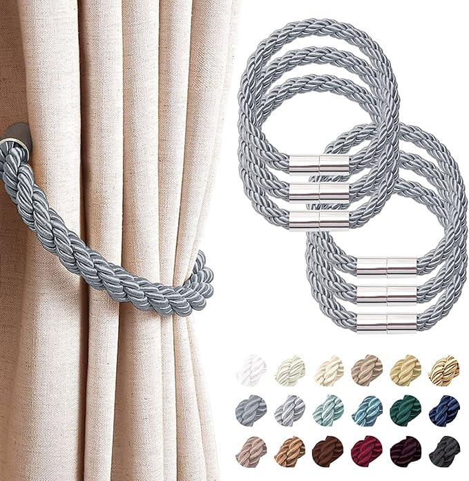 NICEEC 6 Pack Strong Magnetic Curtain Tiebacks Modern Simple Style Drape Tie by NICEEC