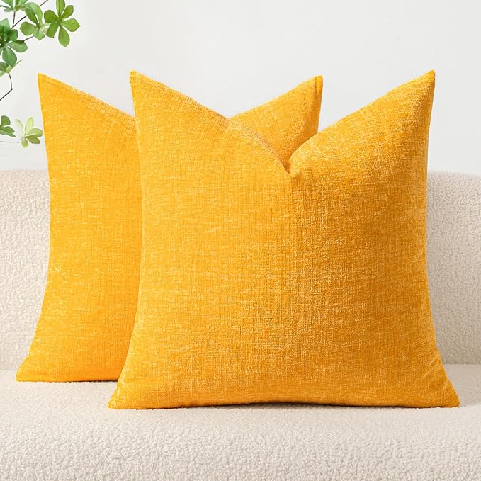 MIULEE Pack of 2 Couch Throw Pillow Covers 20x20 Inch Soft Goose Yellow by MIULEE