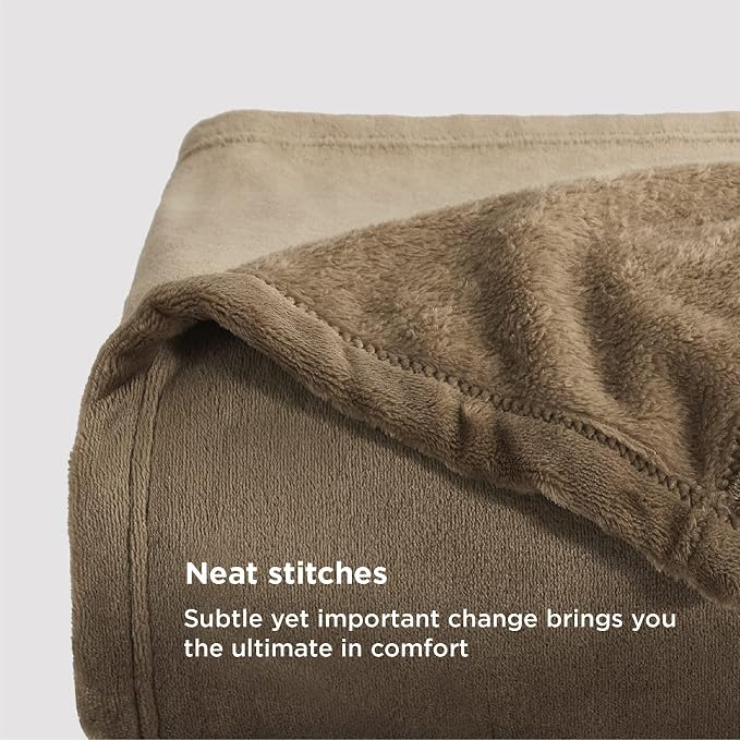 Bedsure GentleSoft Fleece Blankets King Size Camel - Image 4