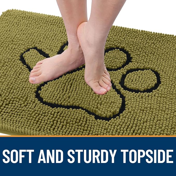 OLANLY Dog Door Mat for Muddy Paws 48x30, Paw Print Design, Absorbs Moisture - Image 4