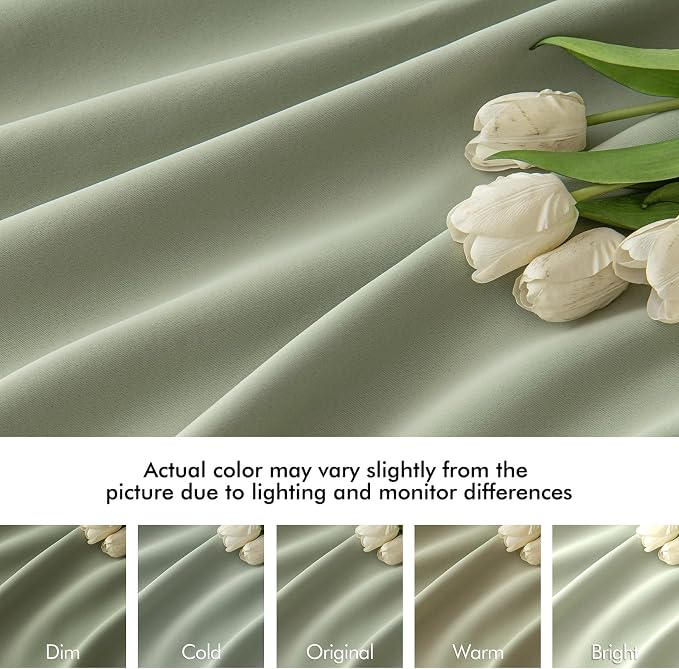 MIULEE Back Tab Sage Green Curtains 108 Inch Long 2 Panels Set - Image 8