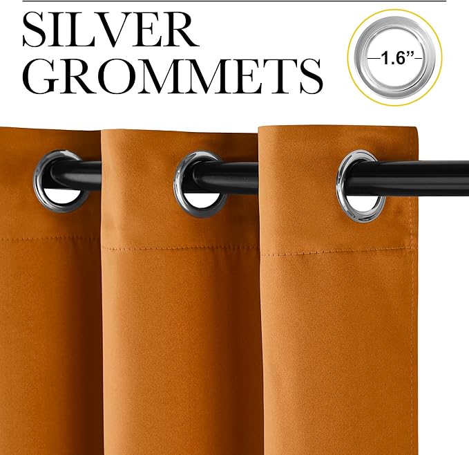 NICETOWN Room Darkening Orange Curtains 63 inches Long - Image 2