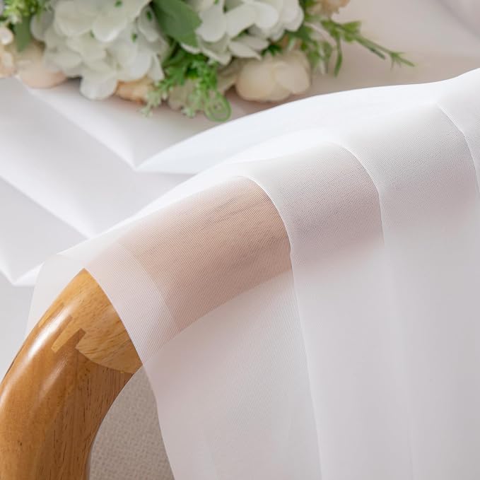 Chyhomenyc Sheer White Curtains 90 inches Long 2 Panels, Light Filtering Soft - Image 4