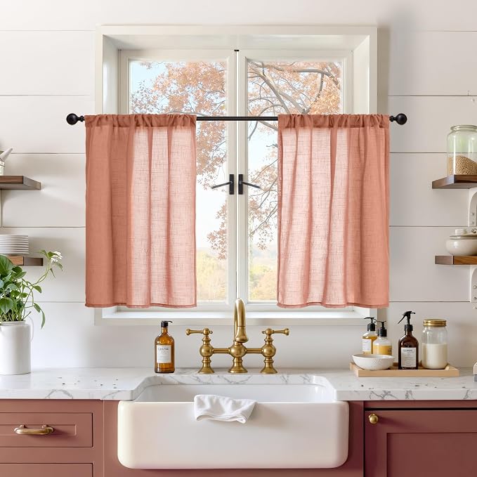 BGment Short Terracotta Linen Curtains 30 Inch Length by BGment