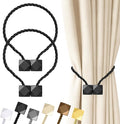 Hion Magnetic Curtain Tiebacks Black 2pcs, Curtain Tiebacks Buckles Holdbacks by Hion