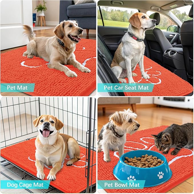 OLANLY Dog Door Mat for Muddy Paws 30x20, Paw Print Design, Absorbs Moisture - Image 7