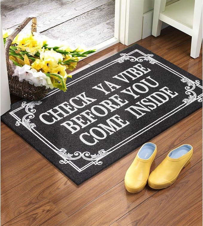 Indoor Door Mat Welcome Mats for Front Door Outdoor Entry Black Doormat - Image 2