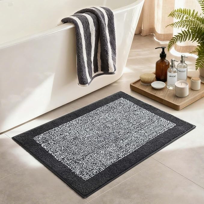 Bathroom Rugs 30x20 Non Slip Washable, Dark Grey Bath Mat - Image 4