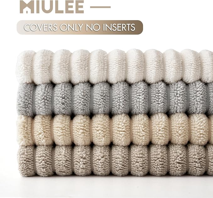 MIULEE Boho Farmhouse Throw Pillow Covers 18x18 Inch Set of 4 Neutral Tan - Image 6