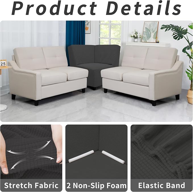 Easy-Going Stretch Sectional Corner Sofa Slipcover 1-Piece Couch Sofa Cover - Image 5