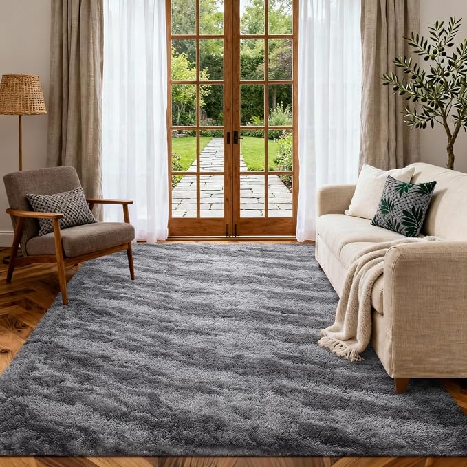 Area Rugs for Living Room, Tie-Dyed 4x6 Feet Soft Fluffy Shagg Plush Rug High - Image 3