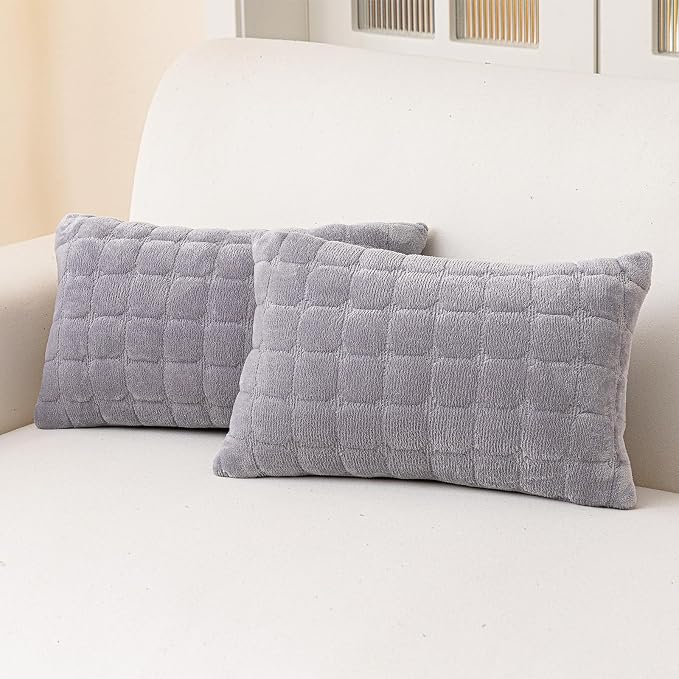 Velvet Throw Pillow Covers 12×20 Inch Decorative Pillows Cover Neutral Soft by MDSASFD