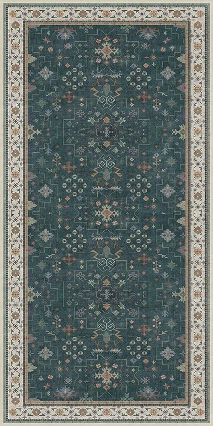 Dark Green Oushak 2x4 Entryway Rug - Image 7