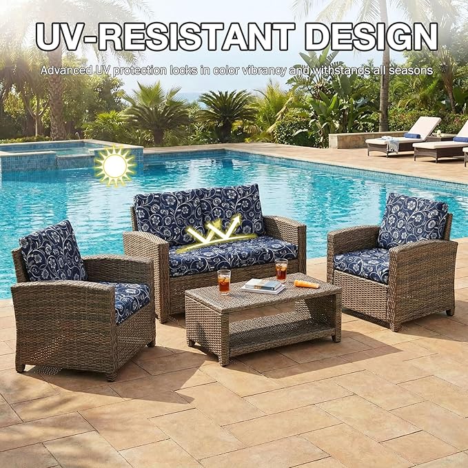 hyha 14Pcs Patio Cushion Covers, Stretch Outdoor Couch Cushion Covers - Image 6