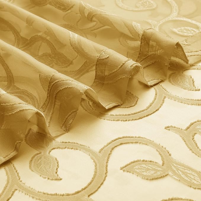 OWENIE Furman Gold Sheer Curtains 63 inch Length - Image 7