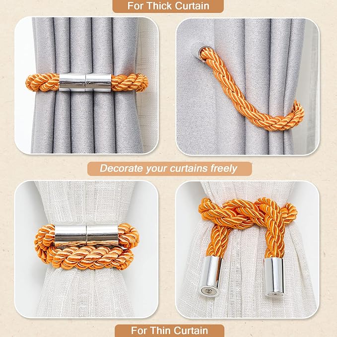 NICEEC 4 Pack Strong Magnetic Curtain Tiebacks Modern Simple Style Drape Tie - Image 6