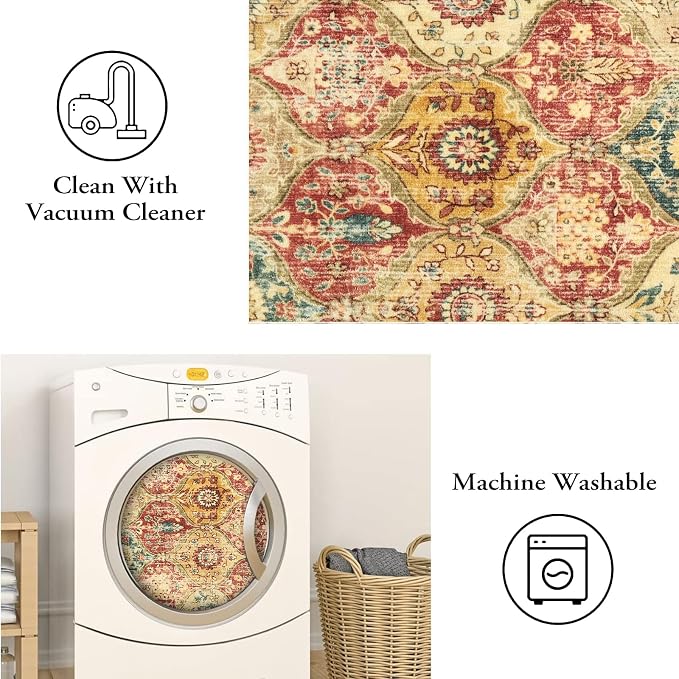 Lahome Moroccan Washable Round Rugs, Non-Slip Soft Round Rug 4ft Ultra-Thin | - Image 4