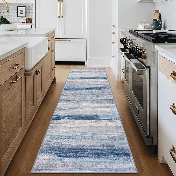KOZYFLY Modern Abstract Hallway Runner Rug, 2.6x8 Washable Rug Runner Non-Slip - Image 3