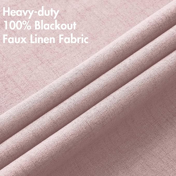 MIULEE Linen Texture Curtains for Bedroom Solid 100% Blackout Thermal Insulated - Image 5