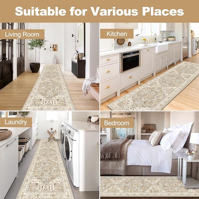 Yamaziot Washable Runner Rug, 3x10 Non-Slip Boho Vintage Hallway Rug - Image 7