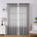 Lecloud Leia Charcoal Grey Sheer Curtains 84 Inches Long 2 Panels, Airy Leaf by Lecloud